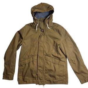 54. Cedar State Men's Casual Tan Hooded Spring Jacket Medium 22in P2P Cotton